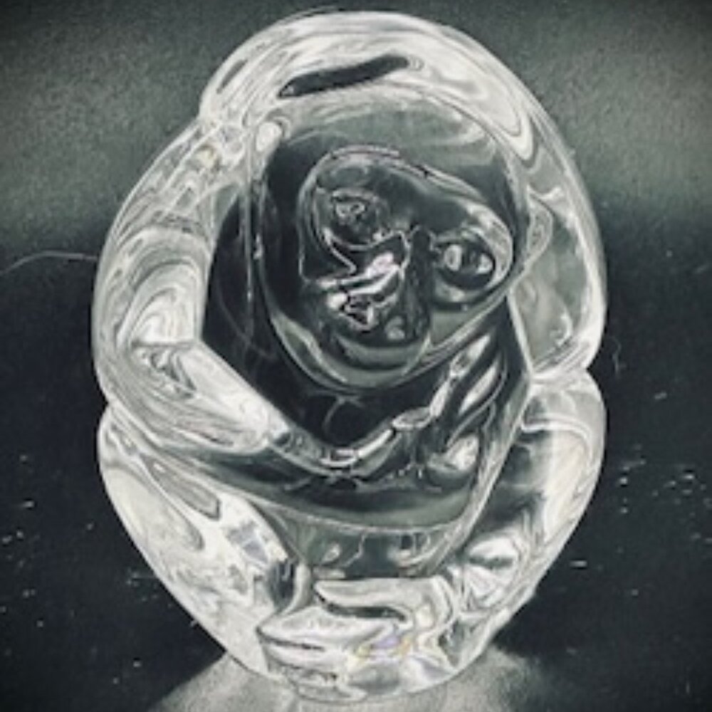 Vintage Crystal Monkey Figurine, Signed by Steuben, Circa 1930's